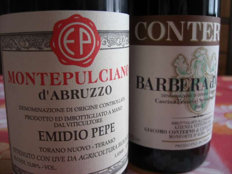 Bottles from Emidio Pepe and Giacomo Conterno