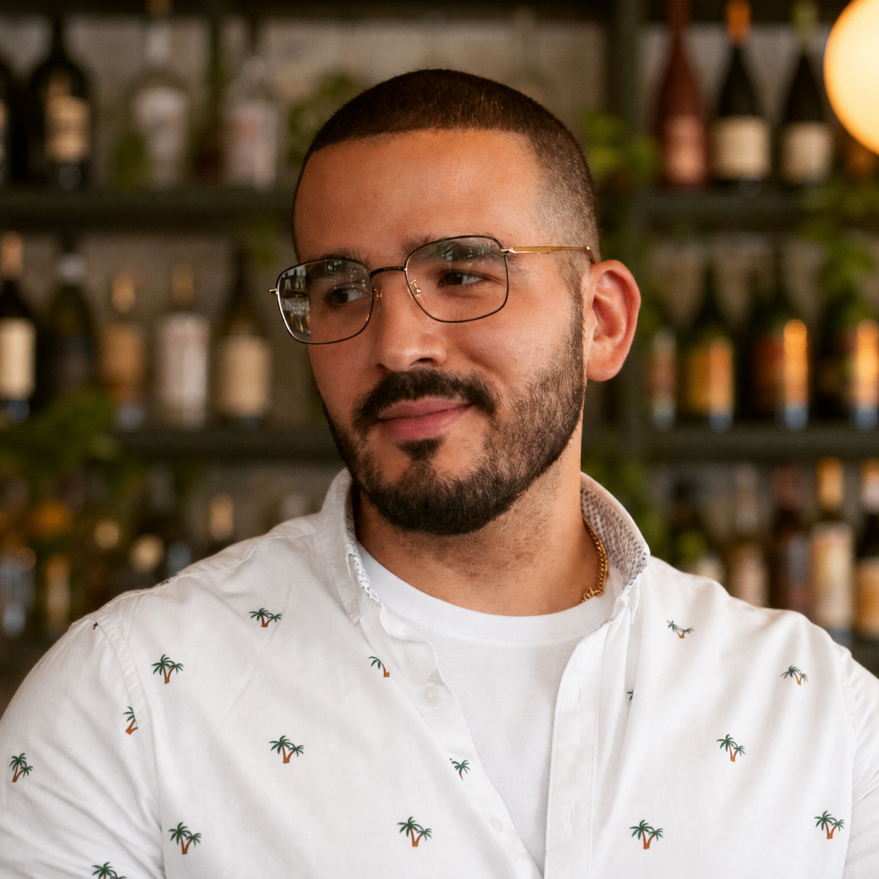 Manny Morales in a New York wine bar